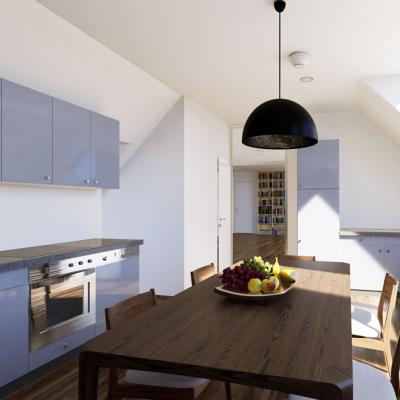 Fugbachgasse, LCB-Planung GmbH, Rendering - Küche Dachgeschoss
