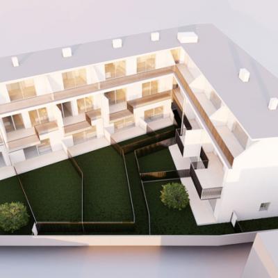 Gramathneusiedl, LCB-Planung, Rendering - Innenhof aus Vogelperspektive