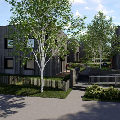 Obritzberg, LCB-Planung GmbH, Rendering - Erschließungsachse Nachbarschaftsraum