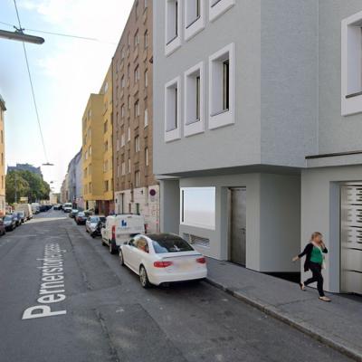 Pernersdorfergasse, LCB-Planung GmbH, Rendering - Erdgeschosszone in der Pernersdorferstraße